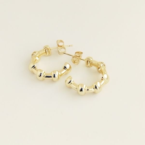 BOĞUMLU GOLD ÇİVİLİ KÜPE / LARGE