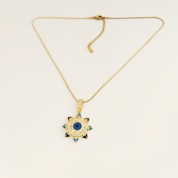 ÇELİK TAŞLI BLUE EYE CHARM KOLYE