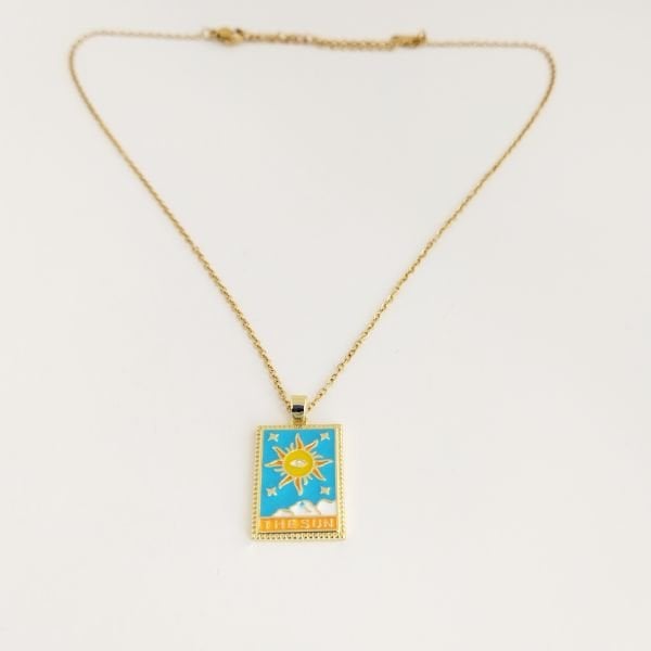 ÇELİK MİNELİ TAROT CHARM KOLYE