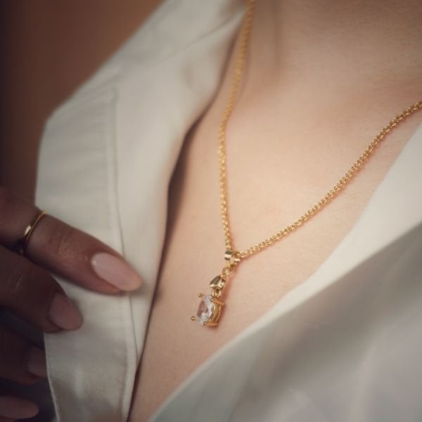 OVAL ZİRKON CHARM  KOLYE
