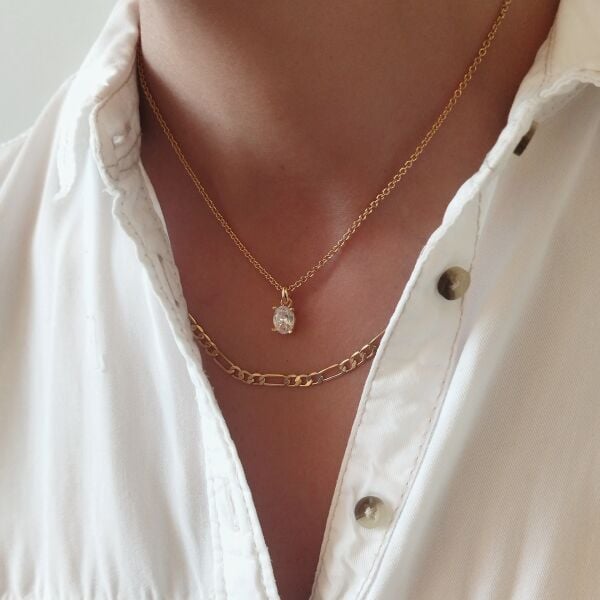 OVAL ZİRKON CHARM  KOLYE ( DİAMOND )