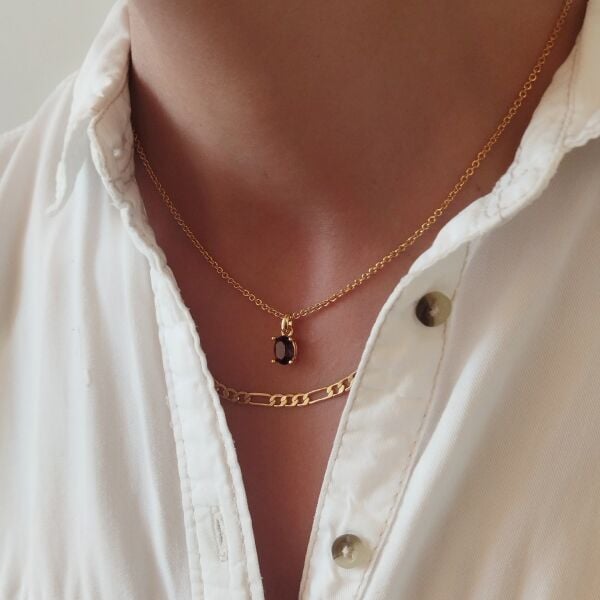 OVAL ZİRKON CHARM  KOLYE ( AMETİST )